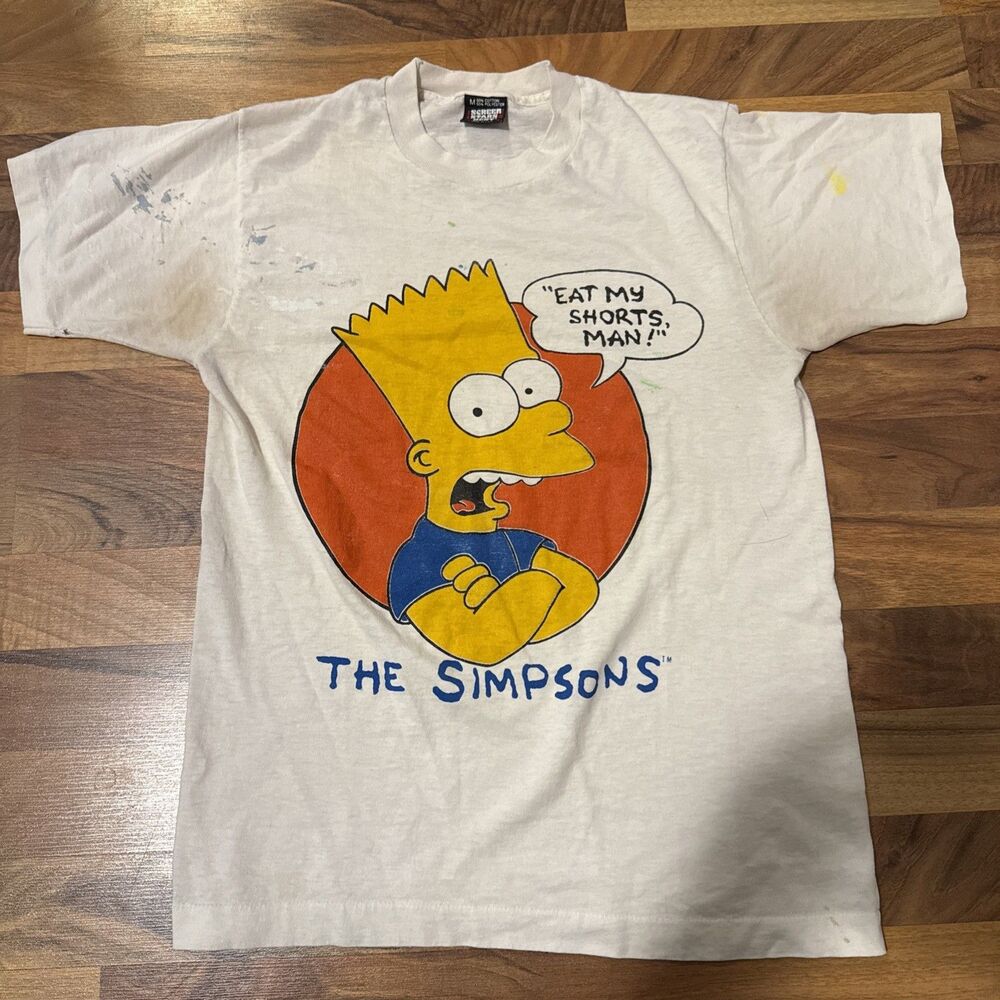 Vintage Bart Simpson “Eat My Shorts” Made In USA Paint Splatter Shirt Size M
